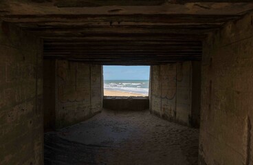 Fototapeta na wymiar Bunker at Utah Beach in Normandy, France