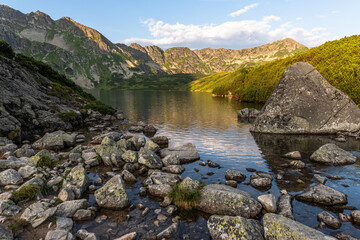 Alpine lakes " Dolina Pieciu Stawow" in Tatra Mountains, Poland at summer