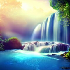Fototapeta premium Beautiful waterfall landscape