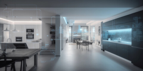 Smart house, home technology automation. New age with beautiful art and decoration 