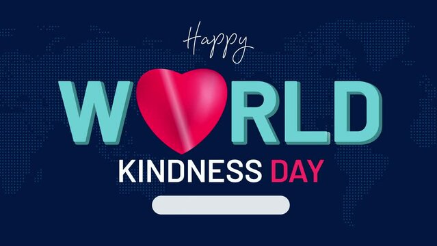 Happy World Kindness Day November 13th animation with heart and dotted map illustration