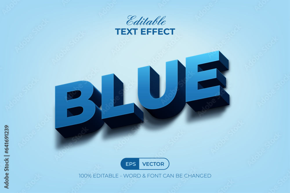 Poster 3d text effect blue style. editable text effect.