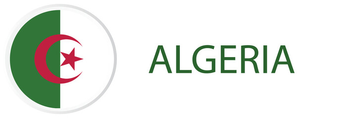 Algeria flag in web button, button icons.