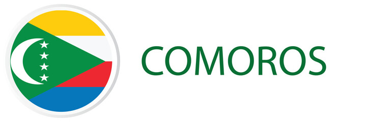 Comoros flag in web button, button icons.