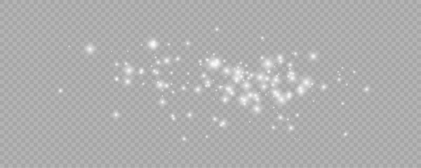 Realistic white star dust light effect isolated on transparent. Stock royalty free vector illustration