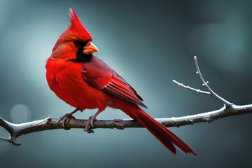red cardinal on branch generated by AI tool - Powered by Adobe