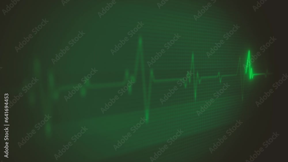 Poster medical heart pulsation wave signal/ 4k animation of a health technology background with red sine wa