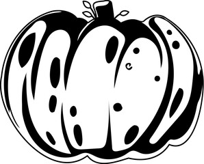 This large pumpkin represents the season of autumn and the holiday of Halloween.Linear style.