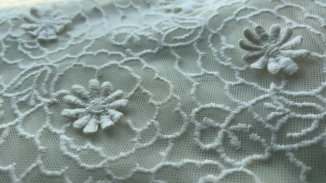 Knitted Patterns With Flowers On Fabric Mesh