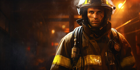 Naklejka premium fireman in flames