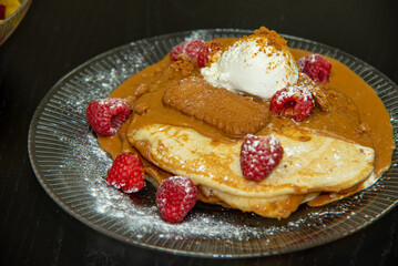 pancakes with berries and icecream