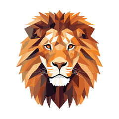 Vector illustration of a high detail, low poly male lion isoltated on a white background