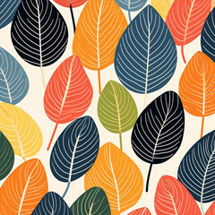 Fototapeta na wymiar Leaf illustration pattern background nature set design art plant autumn print