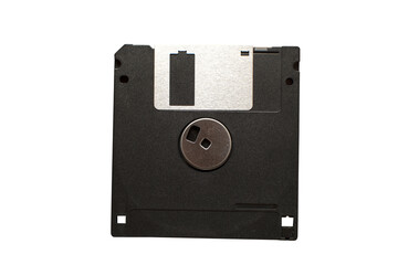 Back view of a magnetic floppy disk