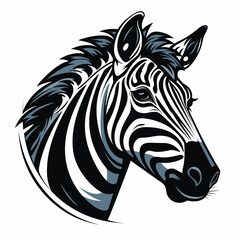 Fototapeta premium Esport vector logo zebra on white background side view, zebra icon, zebra head, zebra sticker