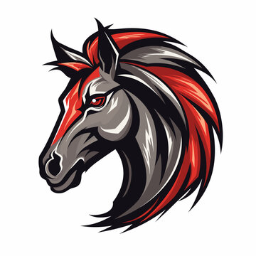 Esport vector logo horse on white background side view, horse icon, horse sticker, horse head