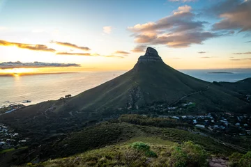 Foto op Canvas View of Lion's head from Kloof Corner hike at sunset in Cape Town, Western Cape, South Africa © pierrick