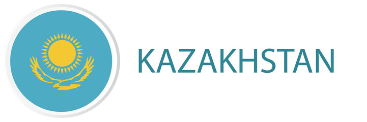 Kazakhstan flag in web button, button icons.