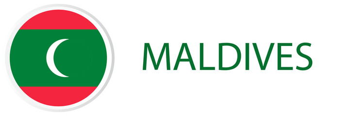 Maldives flag in web button, button icons.