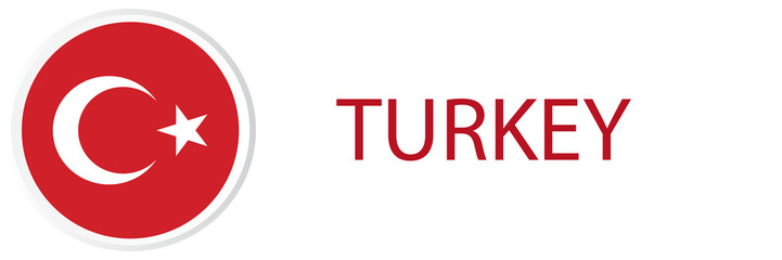 Turkey flag in web button, button icons.