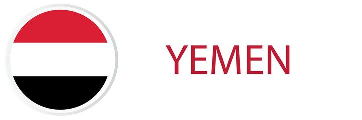 Yemen flag in web button, button icons.