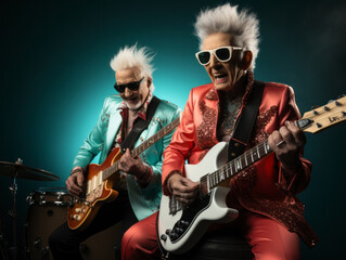 Obraz premium old women play rock