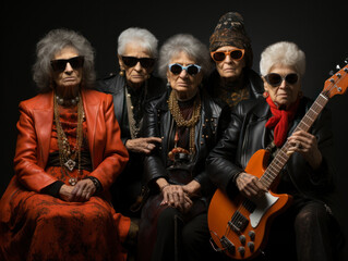 Fototapeta na wymiar old women play rock