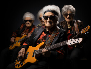 Obraz premium old women play rock