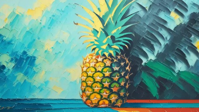 A painting of a pineapple on a