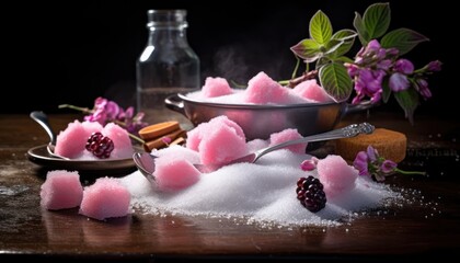 Photo of a table filled with an assortment of sweet treats and sugar cubes