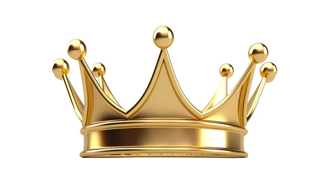 Golden realistic crown on transparent background. Generative ai design png concept.