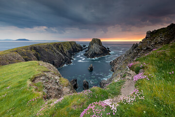 Colourful Sunset at Malin Head, County Donegal, Ireland 