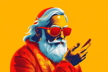 holiday man santa mobile merry mobile smartphone christmas phone phone year claus. Generative AI.