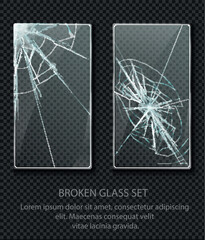 Glass framework, broken glass set