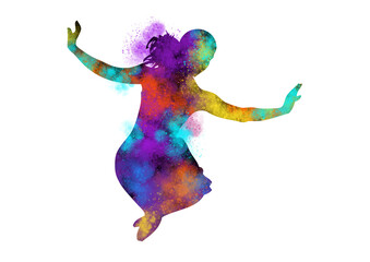 Obraz premium Watercolor Dancer drawing, silhouette of a dancing person, Watercolor dancing, Hiphop, Classical
