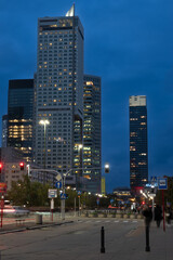 Fototapeta na wymiar 2022-10-25 City center view at dusk, Warsaw, Poland