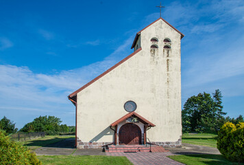 Built in 1934, the Catholic Church of St. St. Anthony of Padua in Napierki, Warmia, Poland.