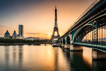 city bridge at sunset