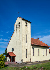 Built in 1934, the Catholic Church of St. St. Anthony of Padua in Napierki, Warmia, Poland.