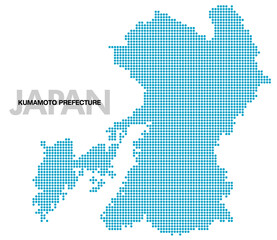 Fototapeta na wymiar 熊本県のドット地図 ドット小