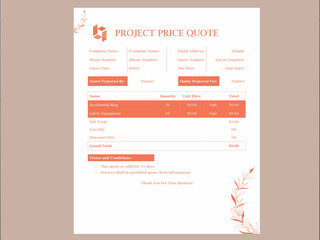 Project Price Quote Template
