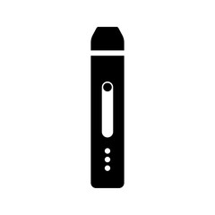 Electronic cigarette icon in glyph. Vape kit icon in png. E-cigarette symbol. Electronic cigarette kit pod. Vape kit in black.