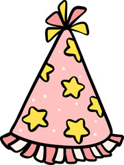 Cute birthday party hat doodle outline 