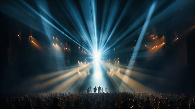 A powerful beam of light dissecting the stage, hinting at drama yet to unfold