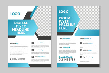 Double pages brochure template design, flyer template design, business brochure, annual report, portfolio, magazine, poster, modern presentation, a4 size banner template design