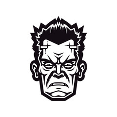 Frankenstein head mascot logo design vector illustration template on white background.