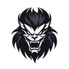 Werewolf head vector illustration isolated on a white background. Vector illustration.