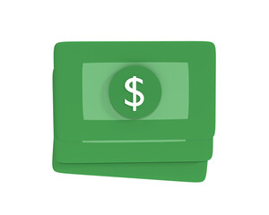 3d green dollar bill icon on transparent background