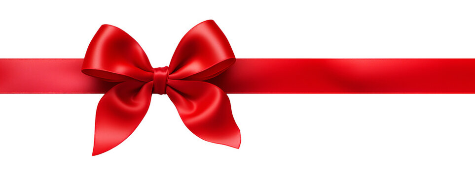 red ribbon bow isolated on white and transparent background