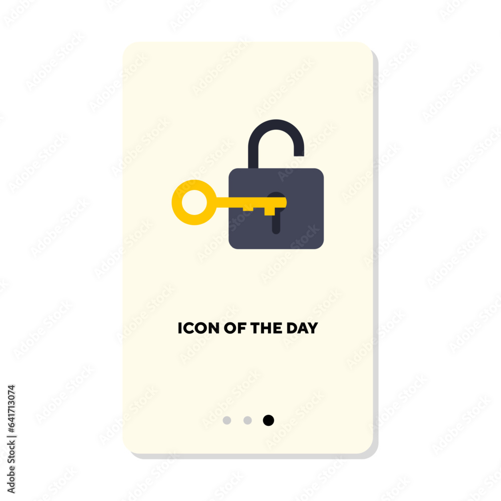 Poster key and lock flat vector icon. padlock, house, door isolated vector sign. owning and locking concept
